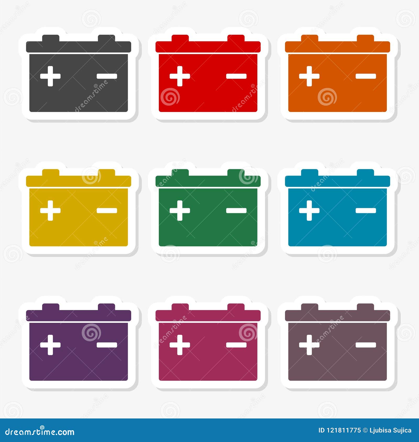 Car battery sticker set stock vector. Illustration of black 121811775