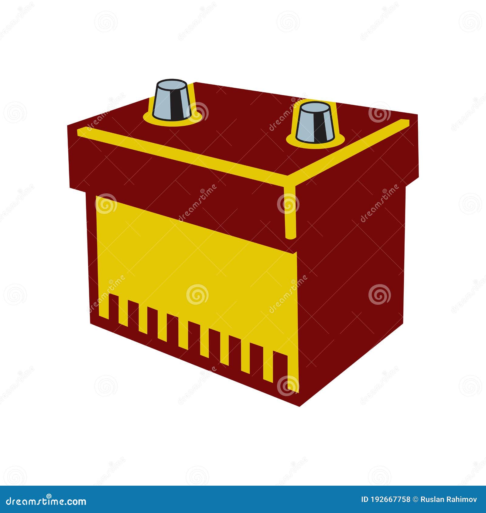 Car Battery 12V Vector Illustration Isolated On A White Background In