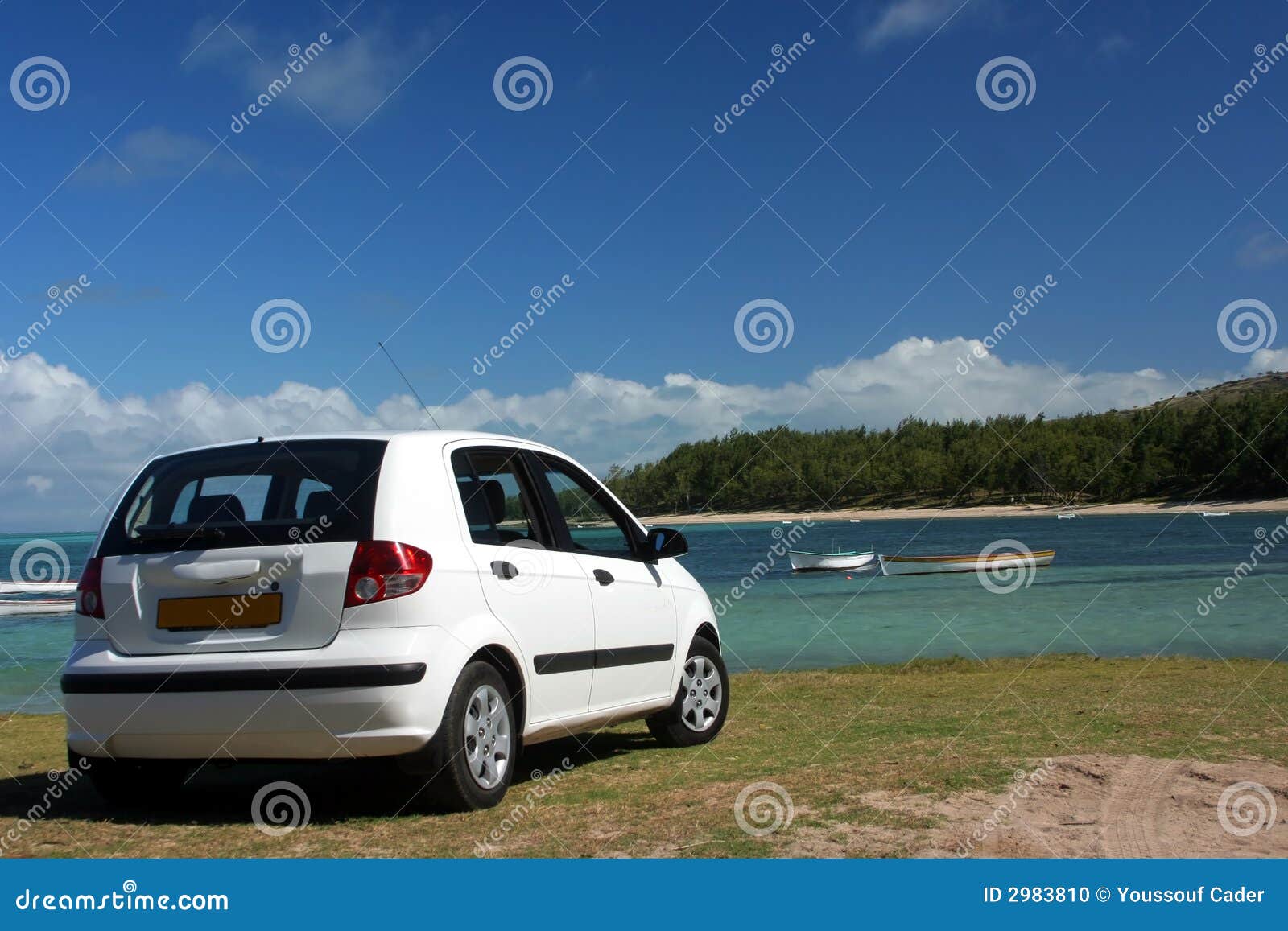 Car on beach stock photo. Image of travel, landscape, beach 2983810