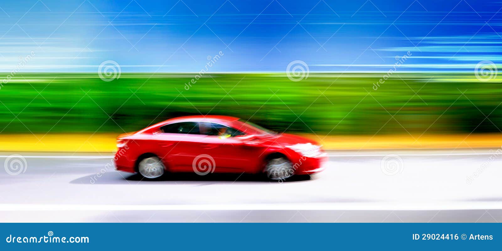 Car In Blurred Motion On Road. Abstract Background. Royalty Free Stock