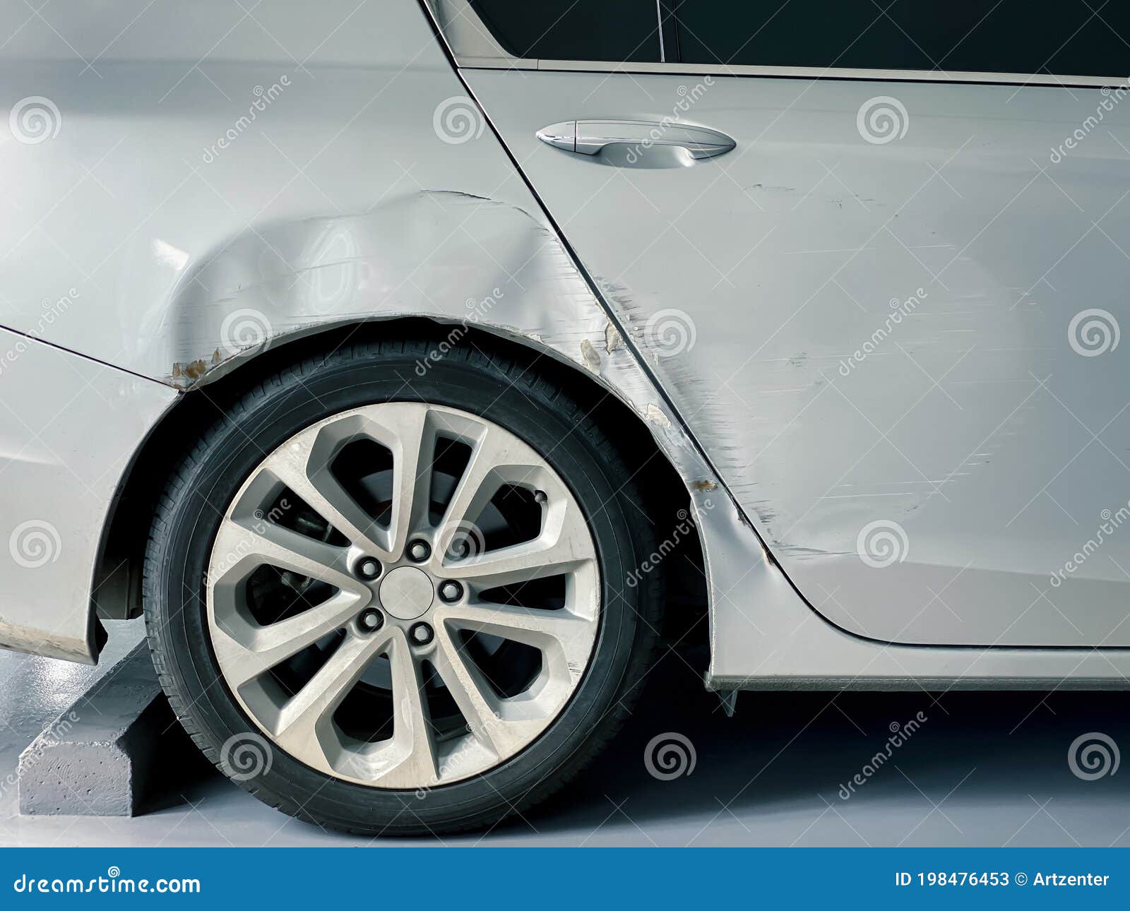Car Body Damage after Accident Stock Image - Image of alignment,  background: 198476453