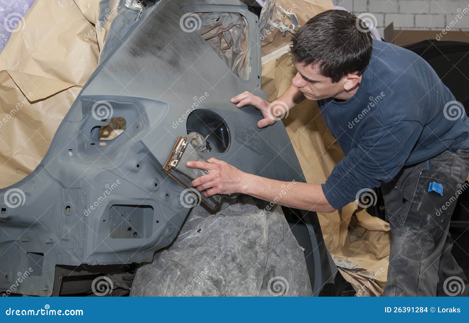 Car body work. stock photo. Image of mask, fixing, dust 26391284