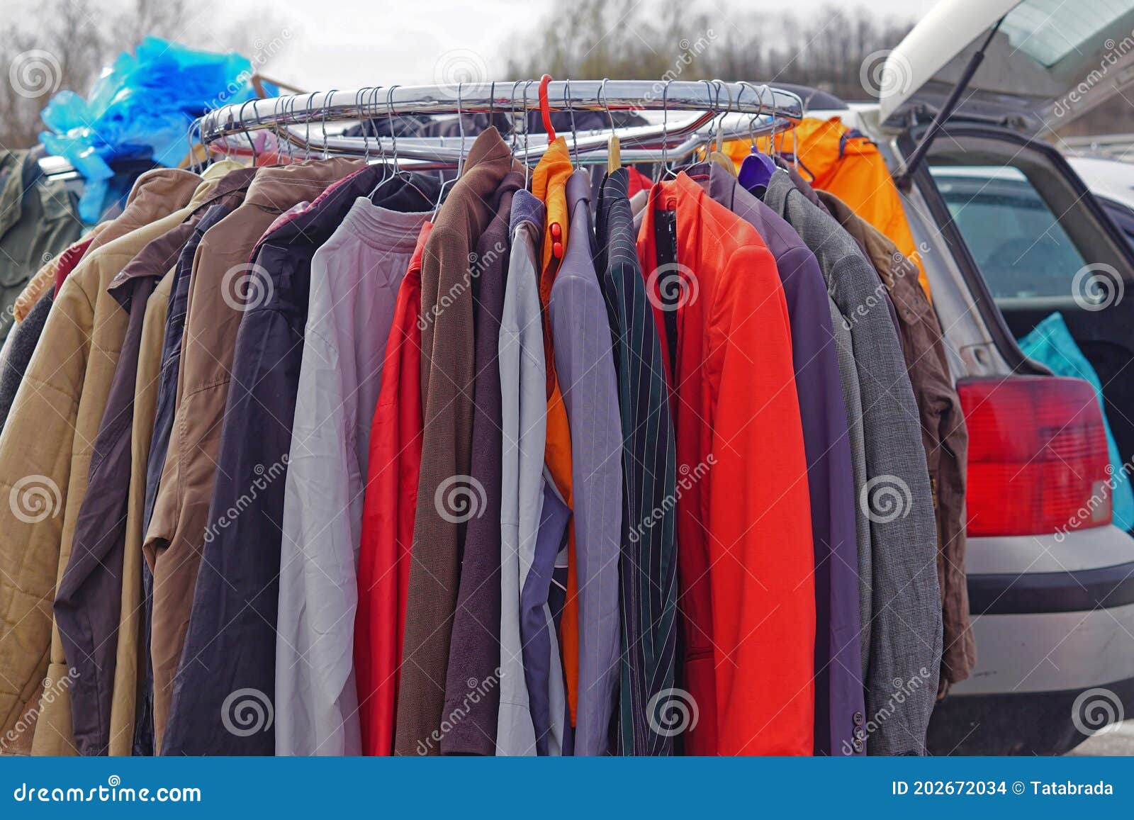 Car boot sale clothing stock photo. Image of outside 202672034