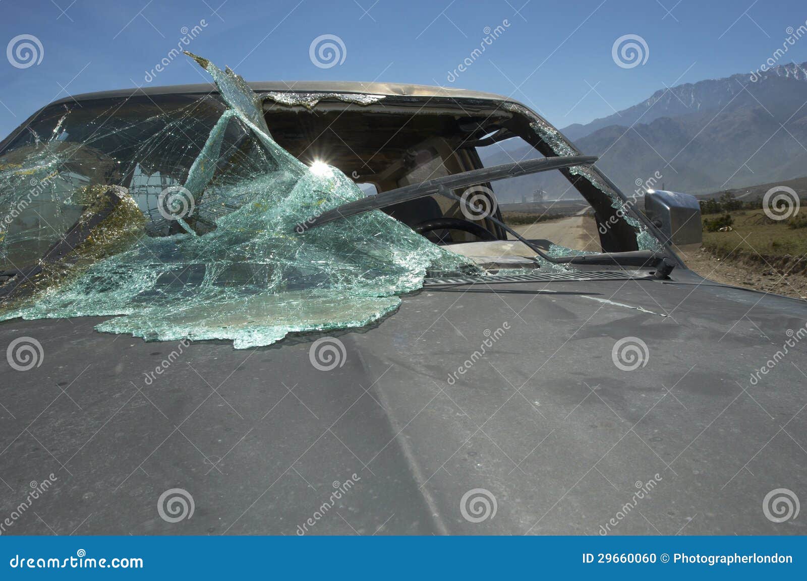 Car with Broken Windshield stock photo. Image of horizontal 29660060