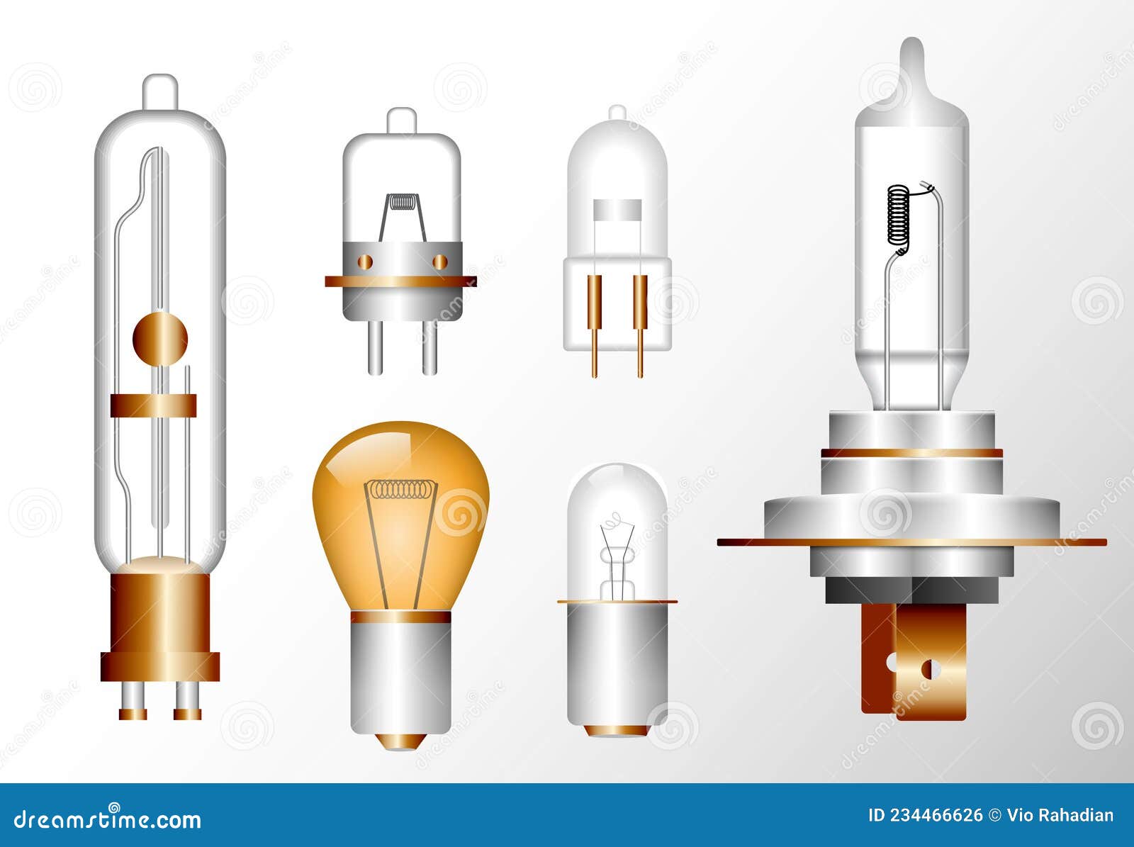 Realistic Car Bulbs Isolated, Automotive Part Bulbs Motorcycle