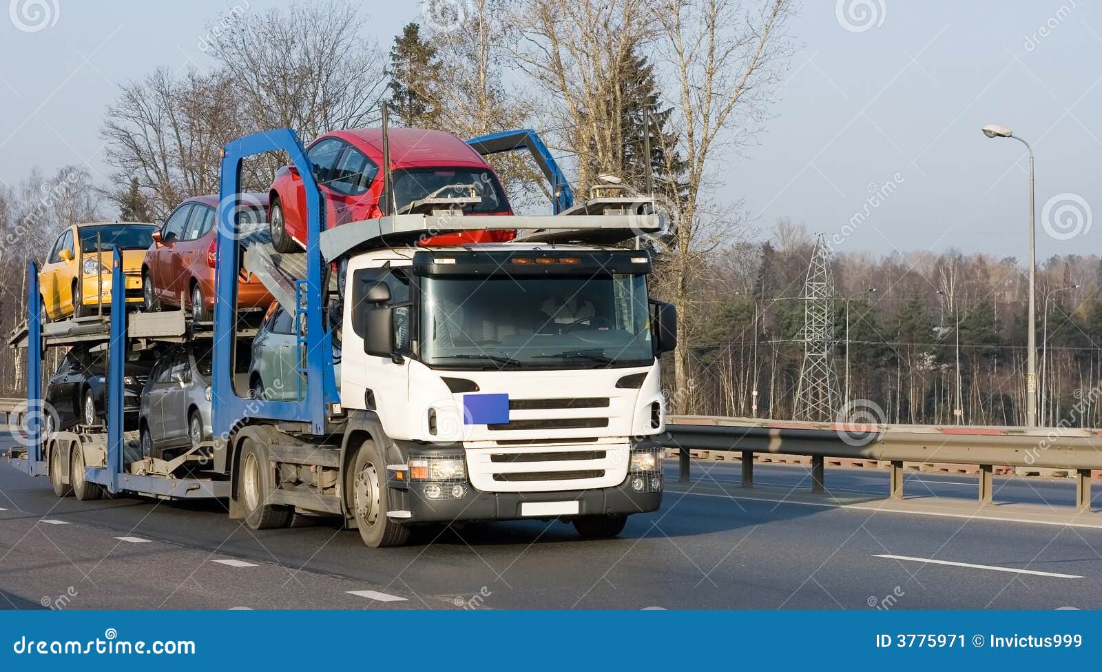 Car Carrier Truck Deliver New Auto Batch To Dealer Stock Image  Image: 3775971