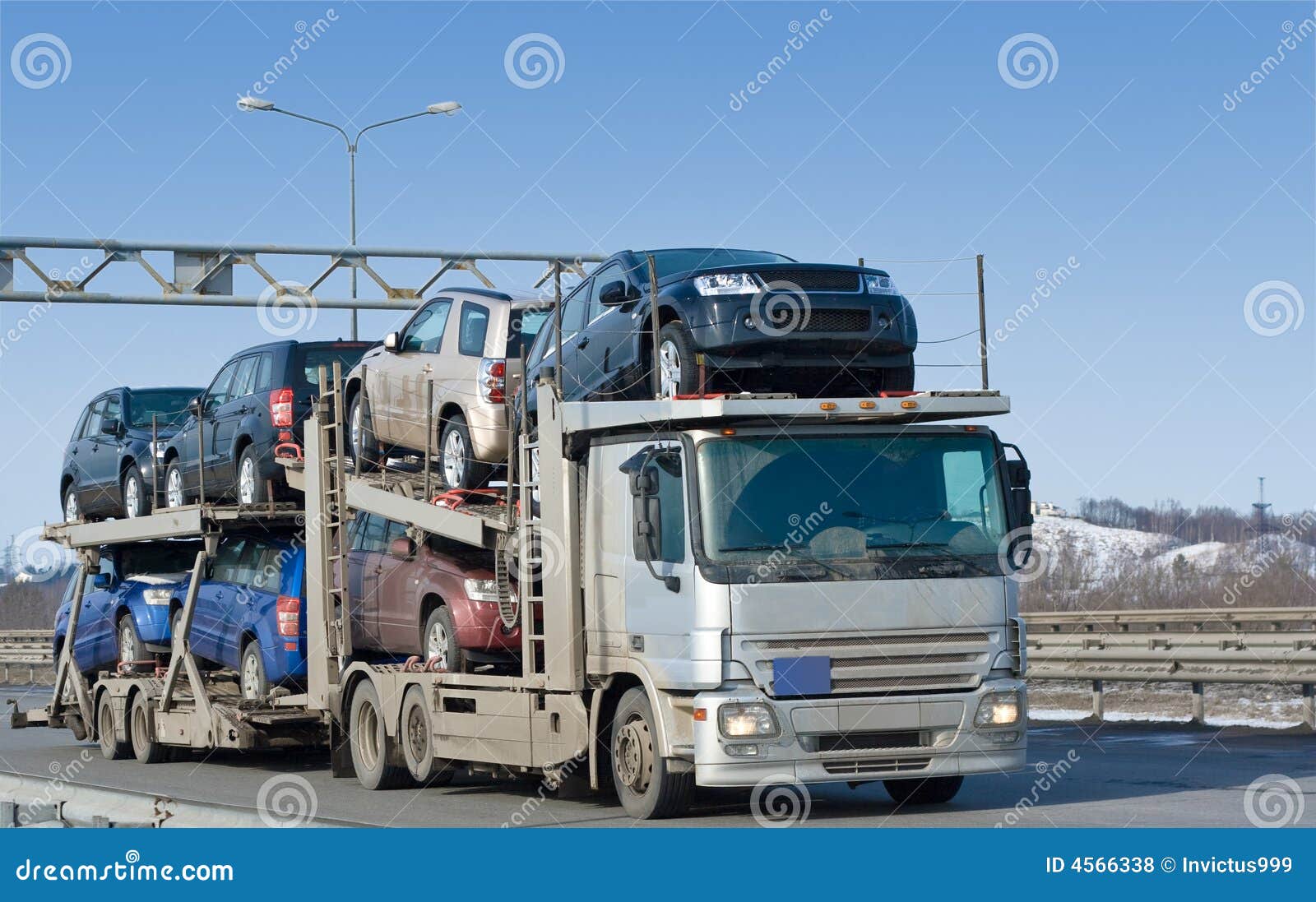 Car Carrier Truck Deliver New Auto Batch To Dealer Royalty Free Stock Photos  Image: 4566338