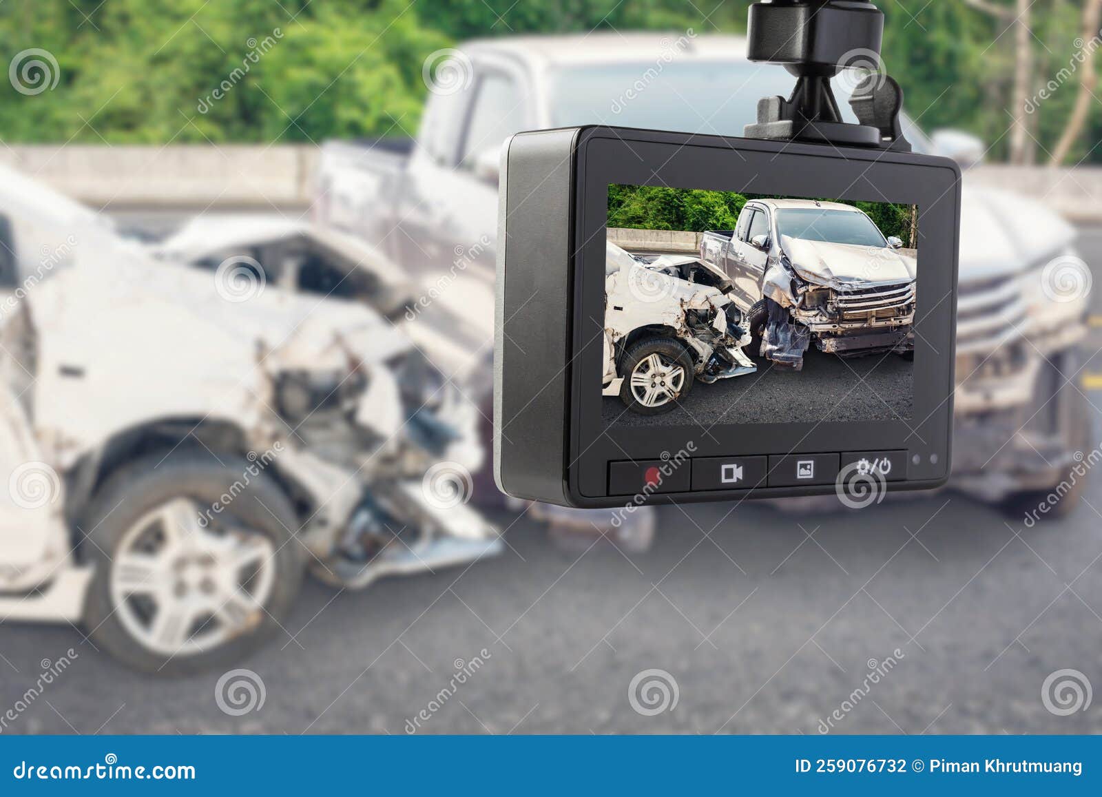 Car CCTV Camera Video Recorder with Car Crash Accident on the Road