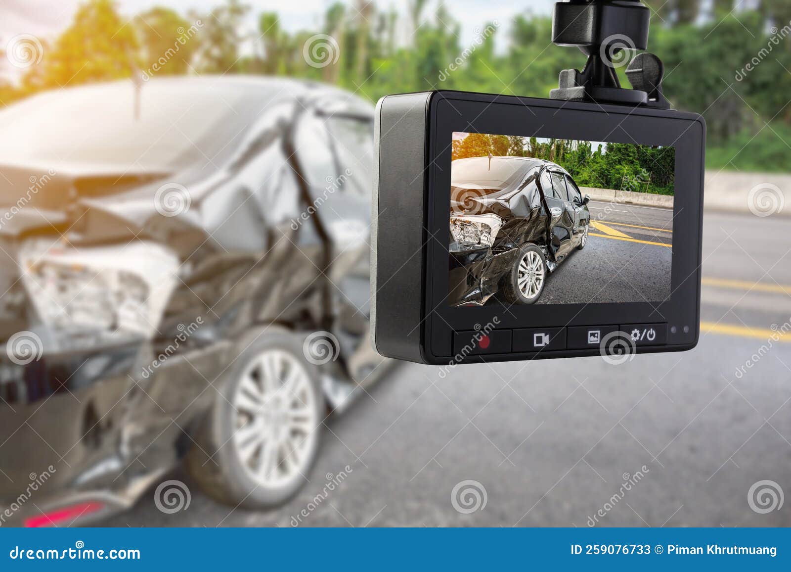 Car CCTV Camera Video Recorder with Car Crash Accident on the Road