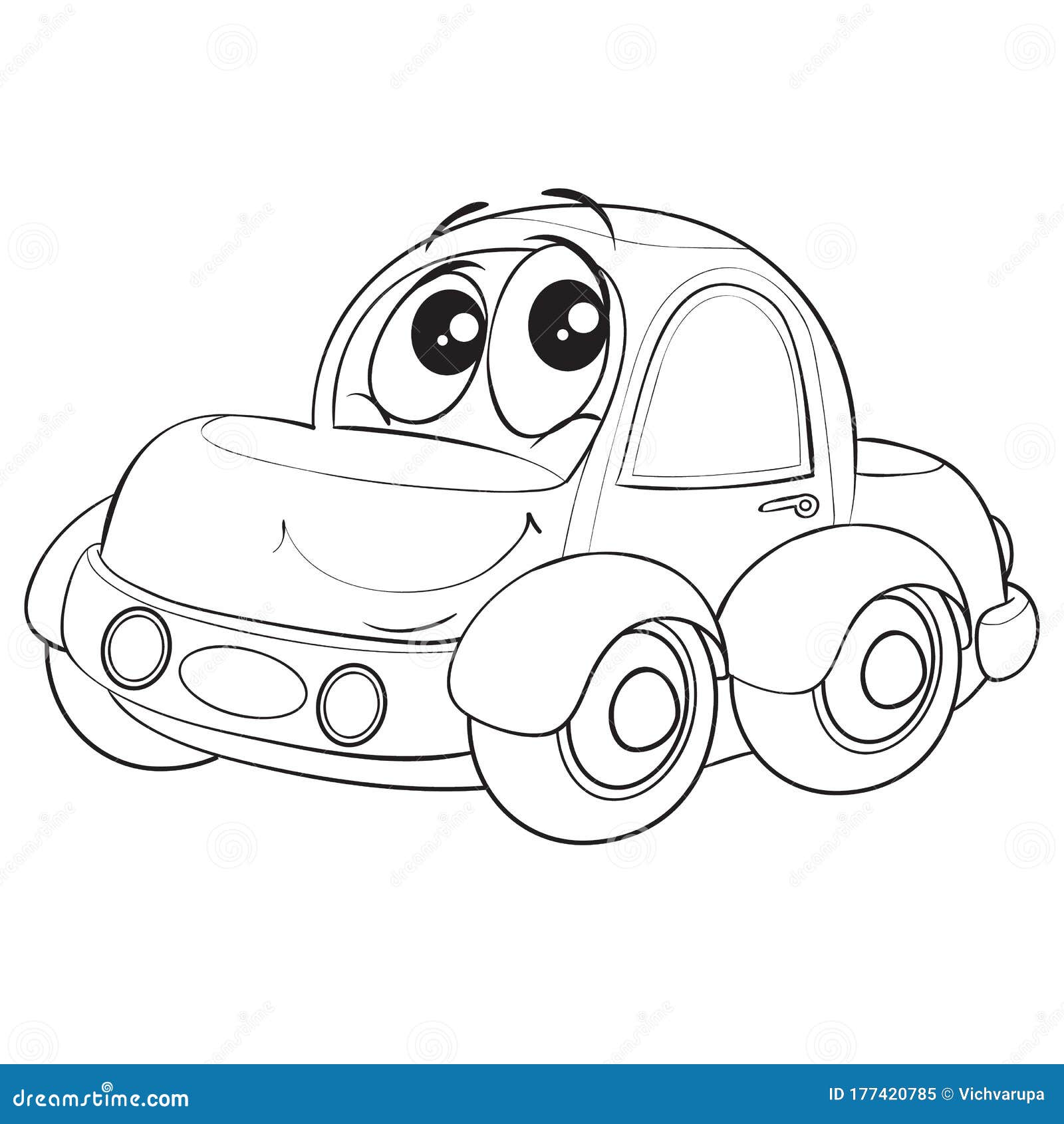 Car Character with Big Eyes, Cute, Cartoon, Outline Drawing, Isolated  Object on White Background, Vector Illustration Stock Vector - Illustration  of clipart, roads: 177420785