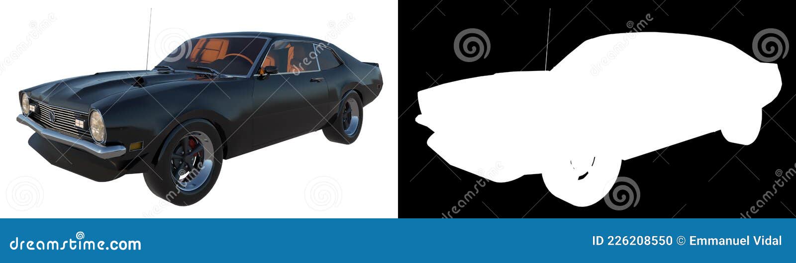 car city tourism transport 1970s 1- perspective f view white background alpha png 3d rendering ilustracion 3d