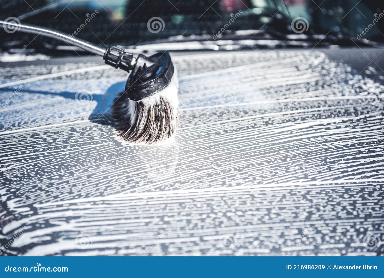 Car Cleaning. Car Wash. Using Foam Water. Detail Cleaning. Stock Image