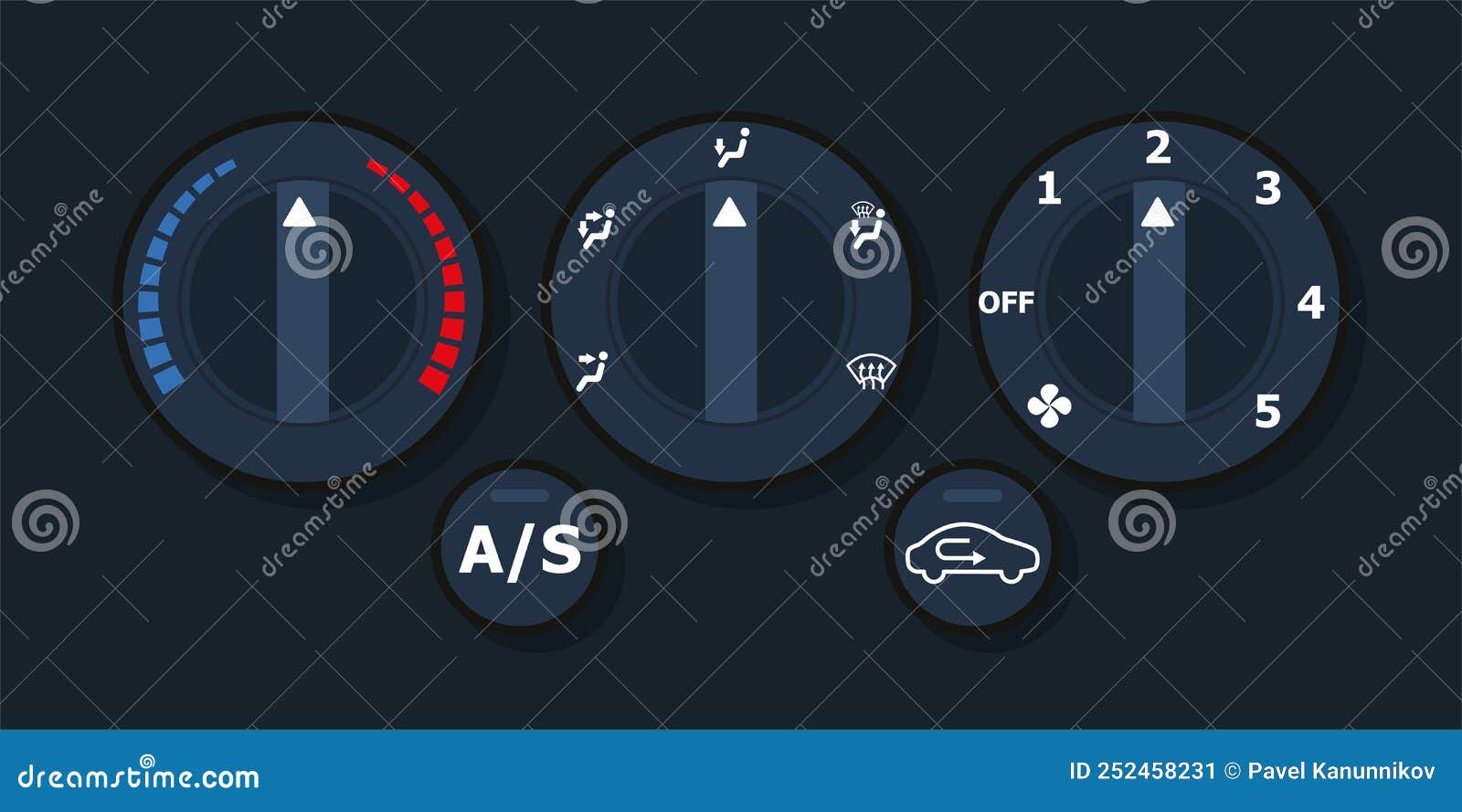 Car Climate Control with Air Condition Button, Vector Design Stock