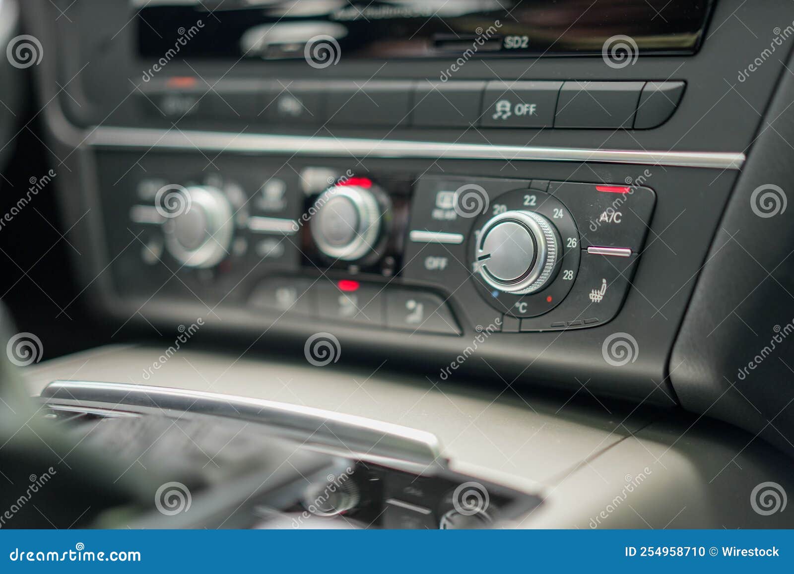 Car Climate Control Dashboard Display, Closeup Stock Photo Image of