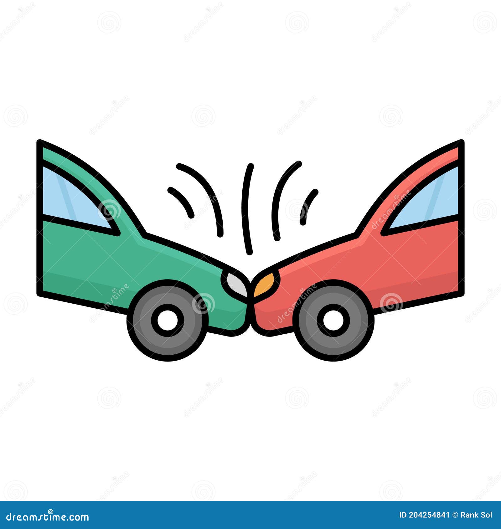 Car Collide Front Side Isolated Vector Icon that Can Be Easily Modified