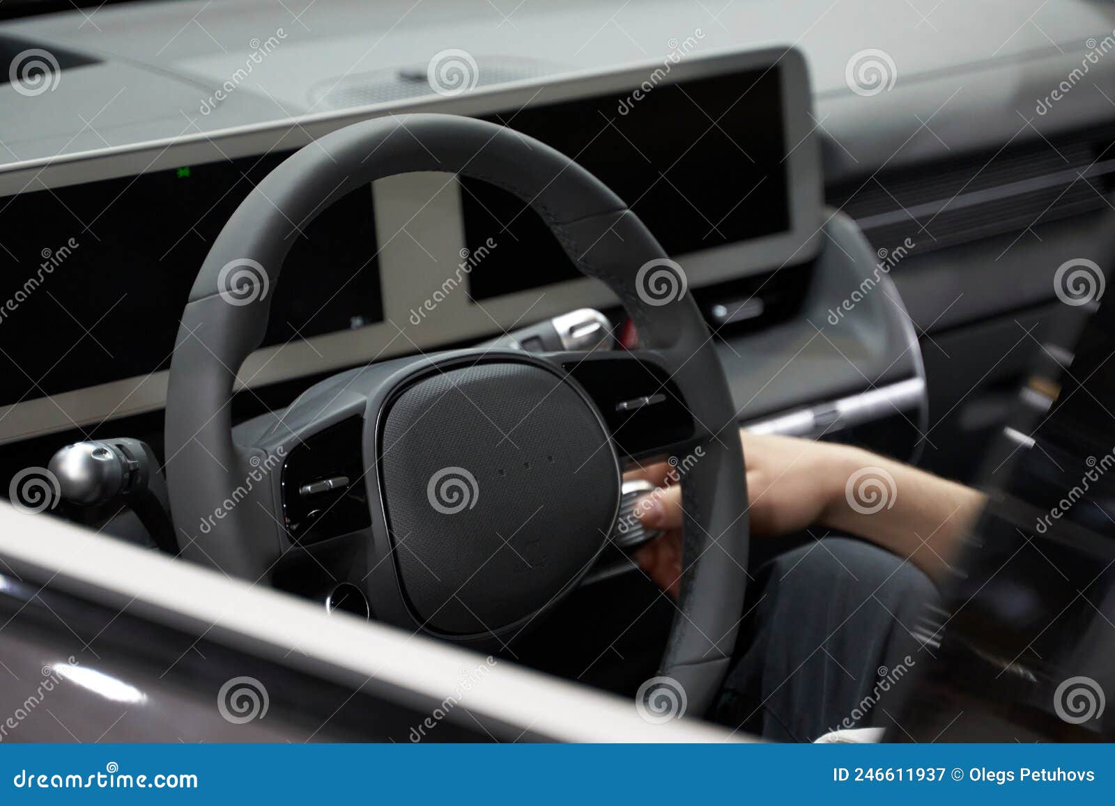 Car Computer Navigation System and Steering Wheel Stock Image Image