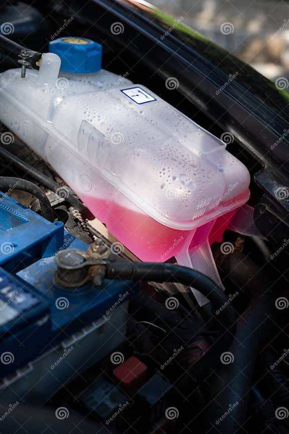Car Coolant Liquid or Antifreeze Expansion Tank or Bottle, Mounted in