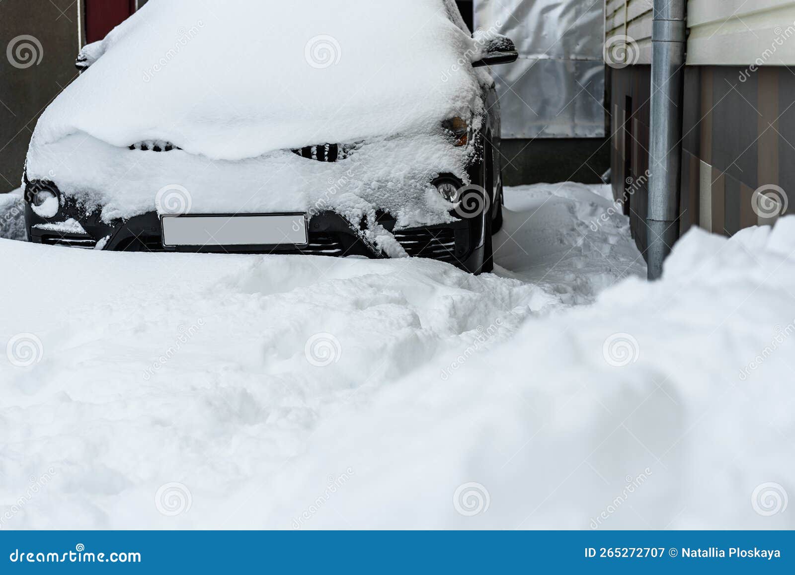 Car Covered with Snow during Heavy Snowfall Stock Image Image of