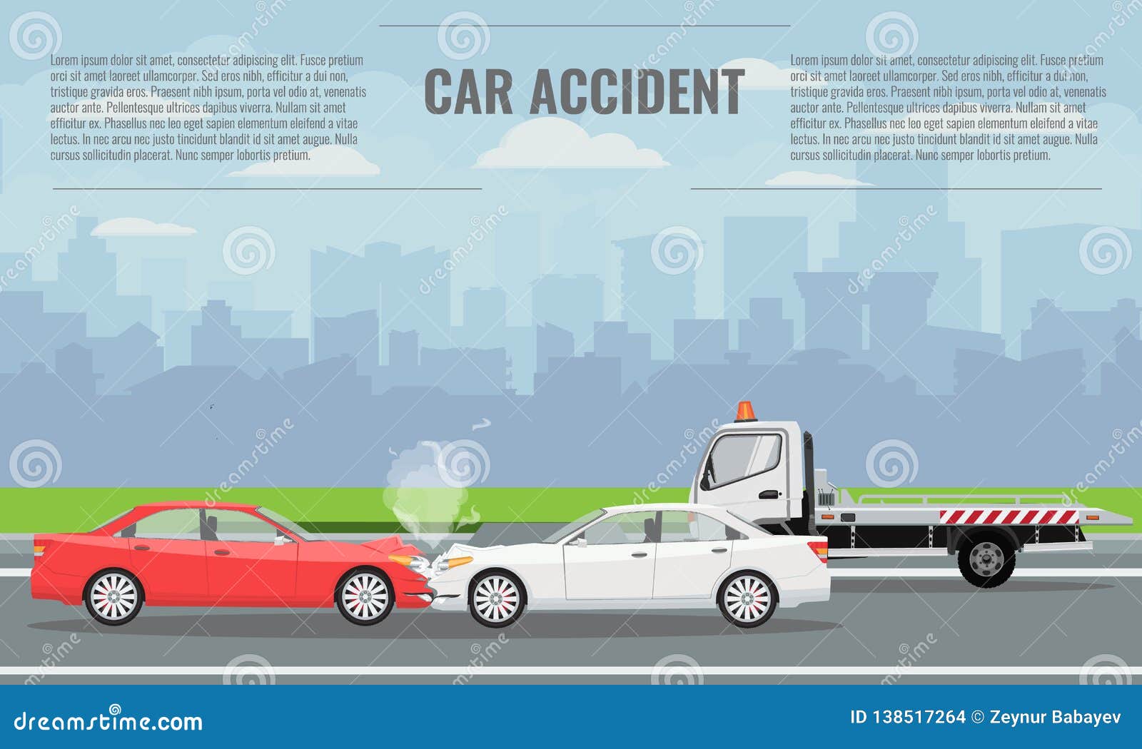 Car Crash or Accident Concept Illustration. Vector Illustration for