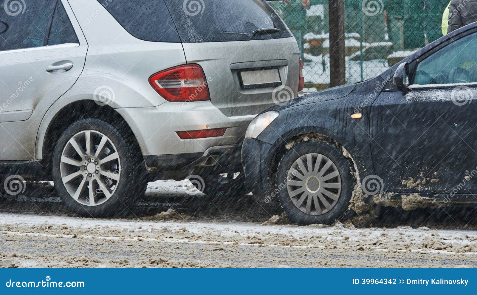 car crash collision in winter