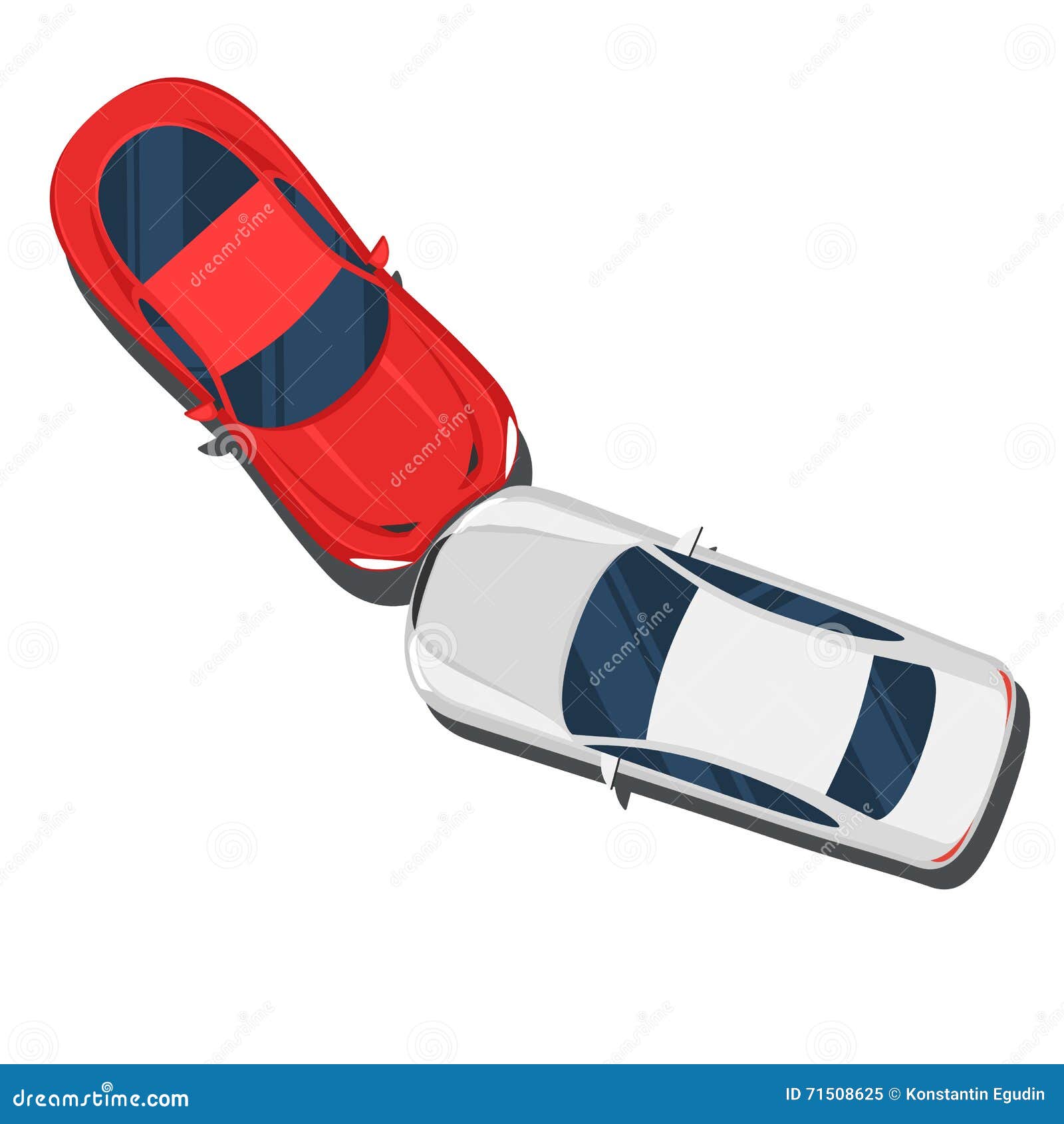 Car crash. Accident in the back of the cars Top view. Flat style Stock  Vector