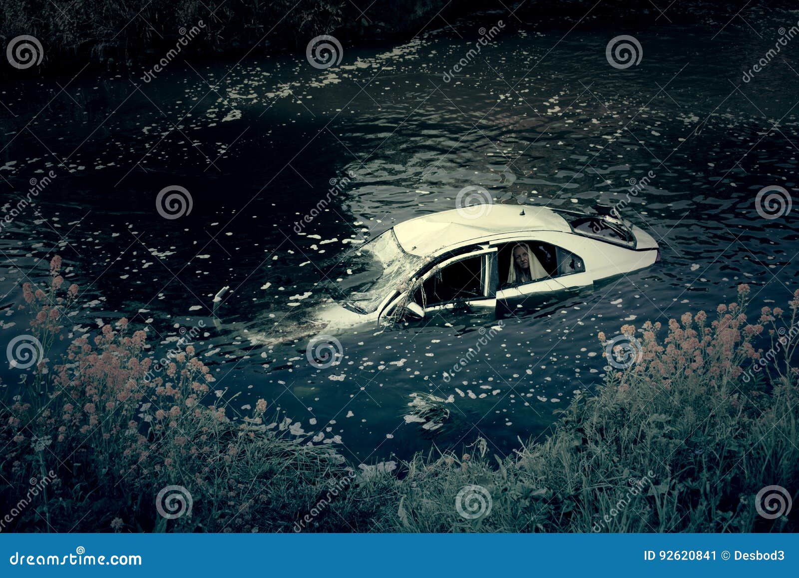 Car Crash in River with Ghost Stock Image Image of angry, automobile