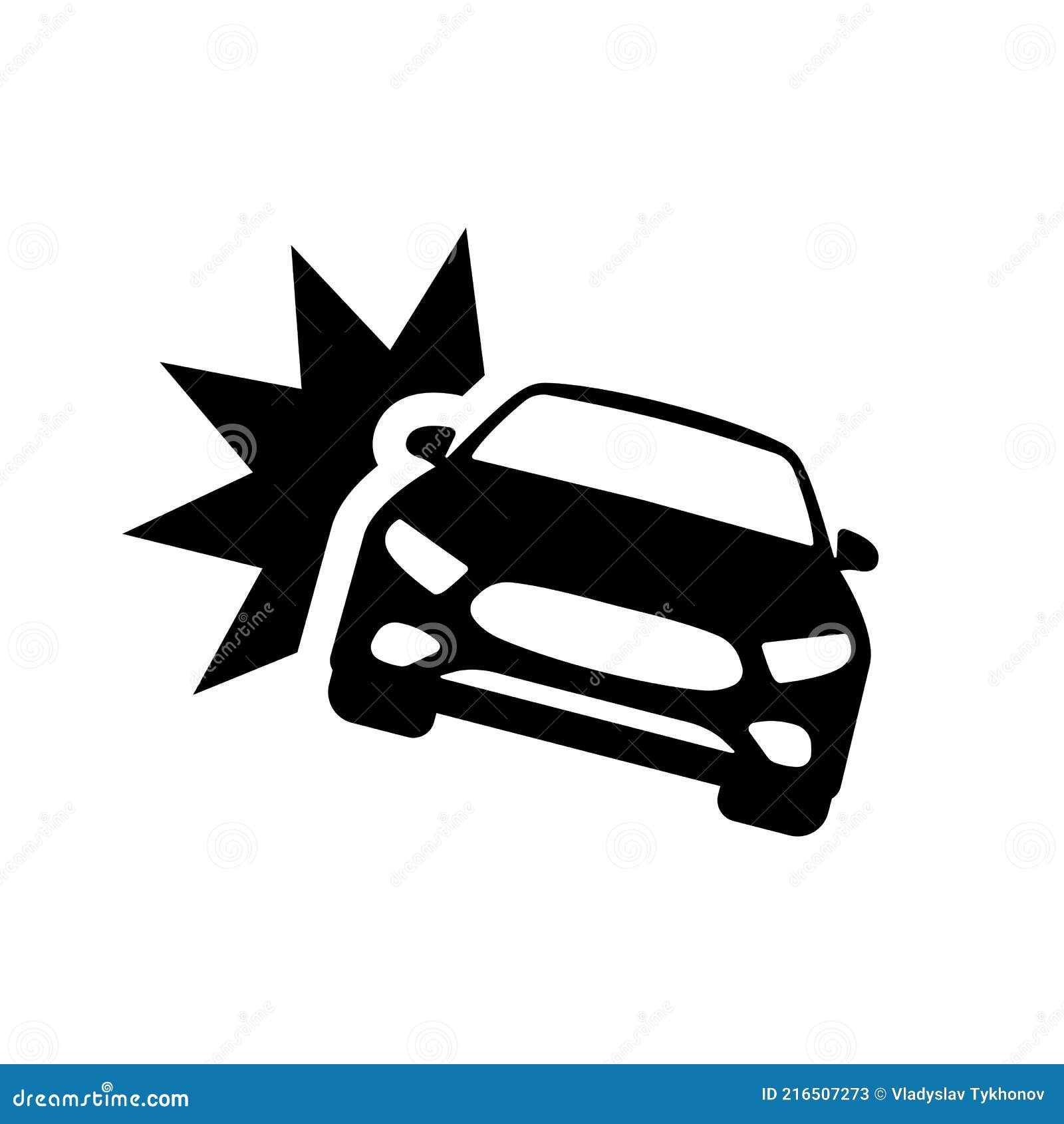 Car Crash Vector Icon. Car Accident Symbol Isolated. Vector