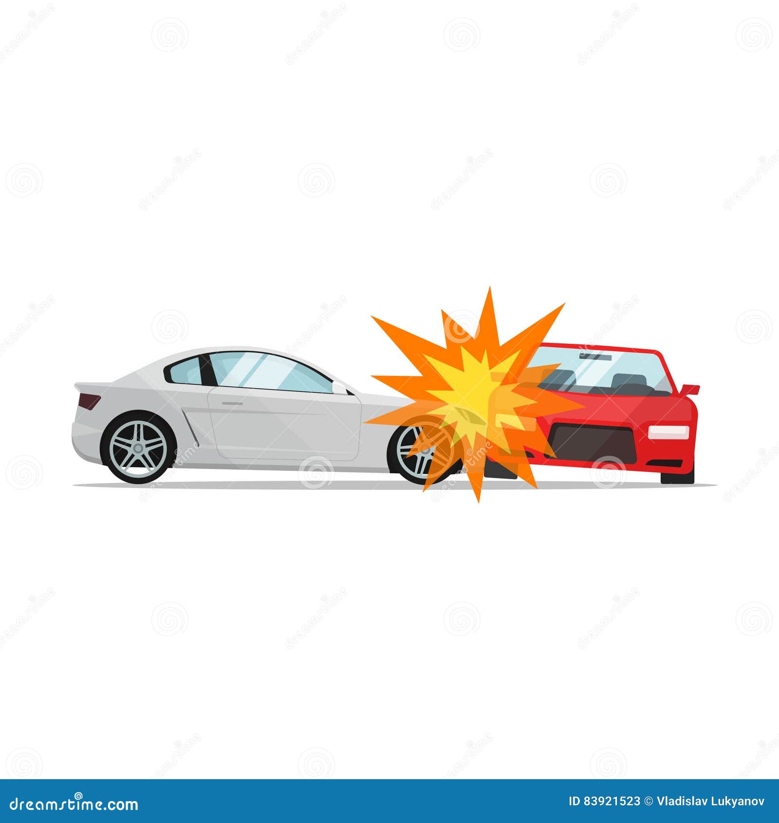 Car crash. Accident in the back of the cars Top view. Flat style Stock  Vector