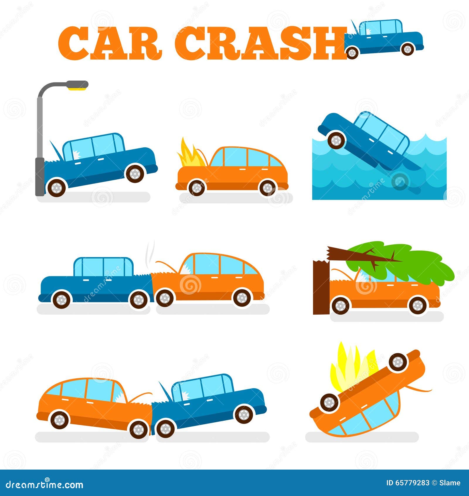 Car Crash Vector Diagram