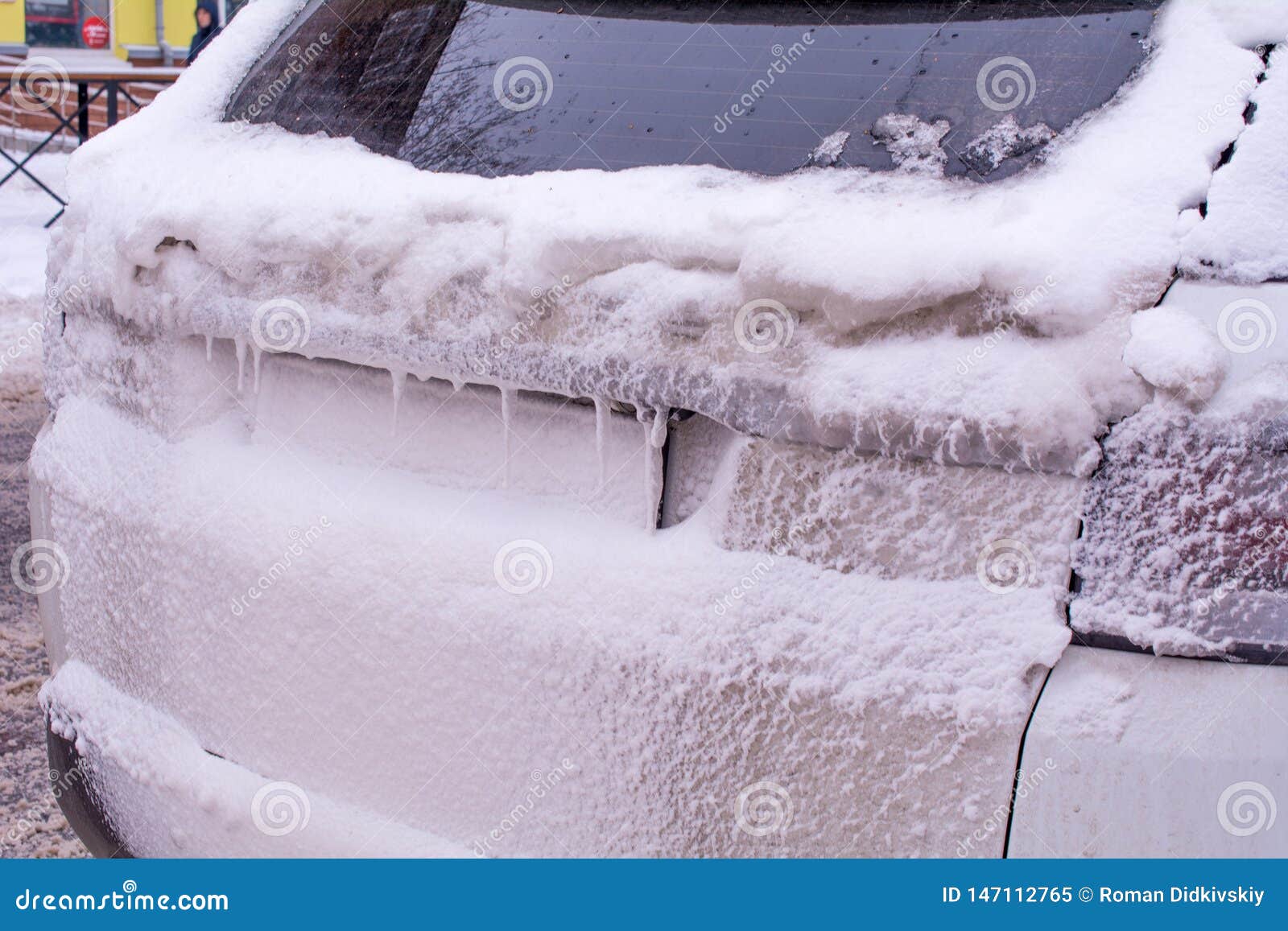 Car damage from the snow stock image. Image of frost 147112765