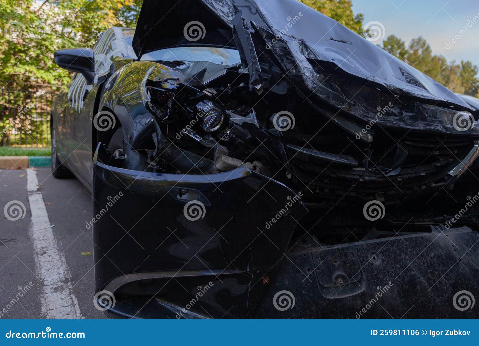 A Car Damaged in an Accident is Parked Stock Photo Image of contract