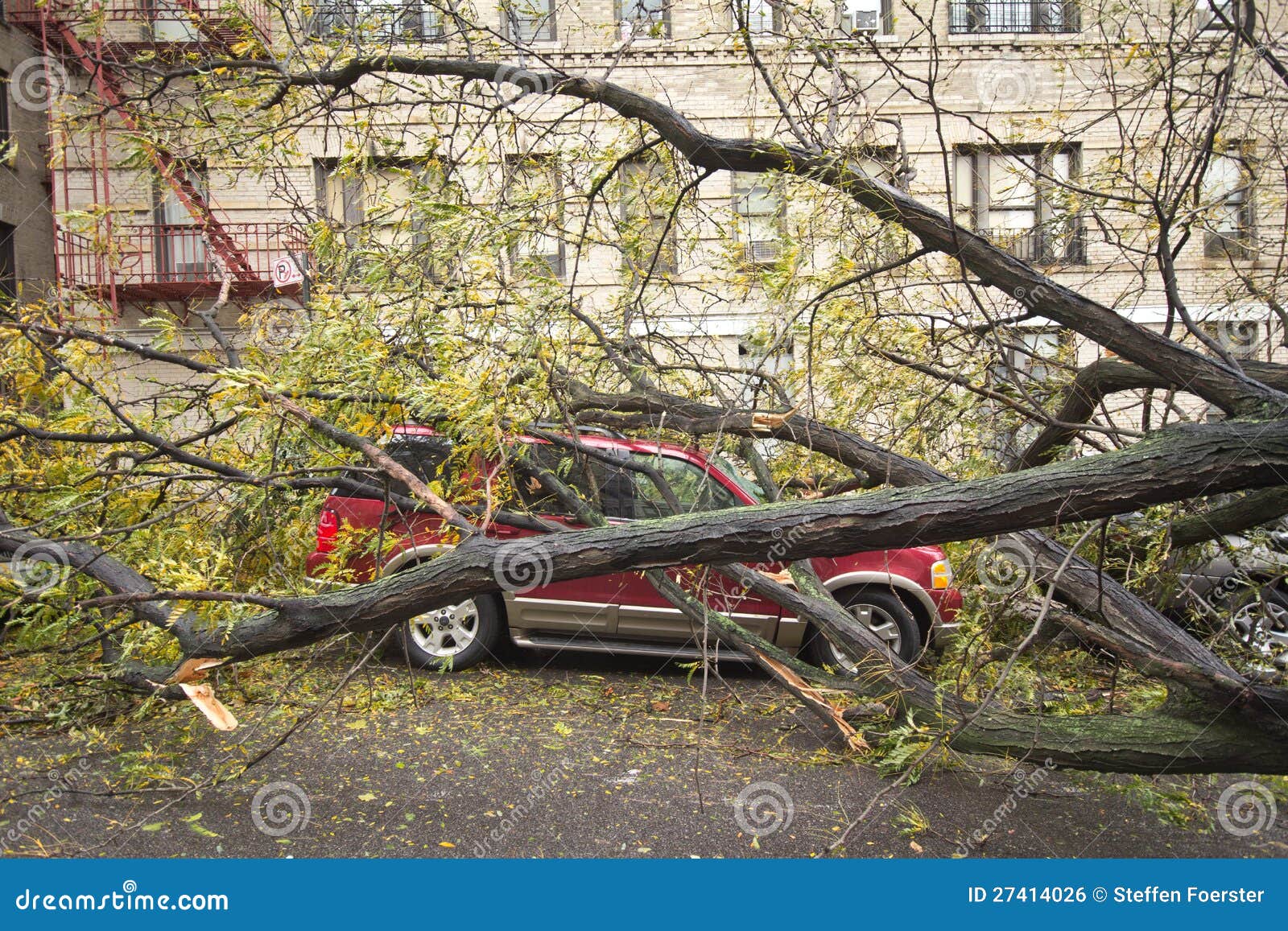 Car Damaged by Hurricane Sandy Editorial Photo Image of fallen
