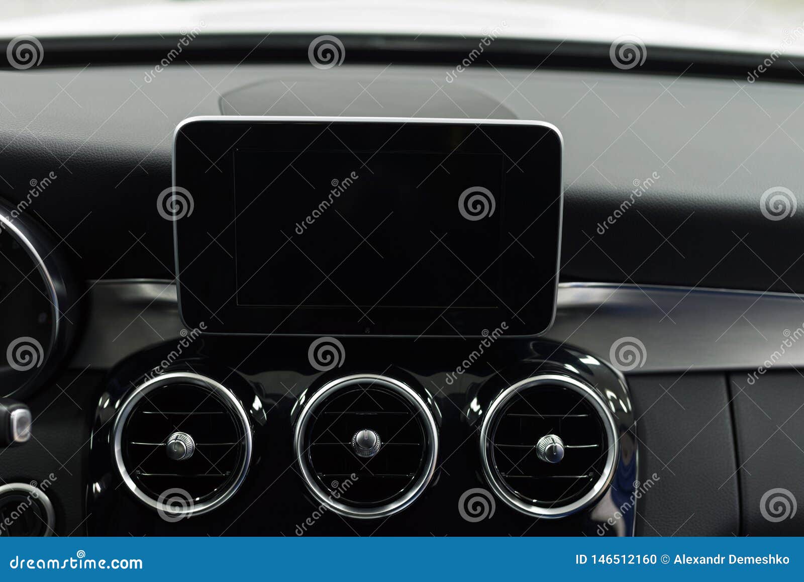 Car Dashboard with Screen Multimedia. Stock Photo Image of control