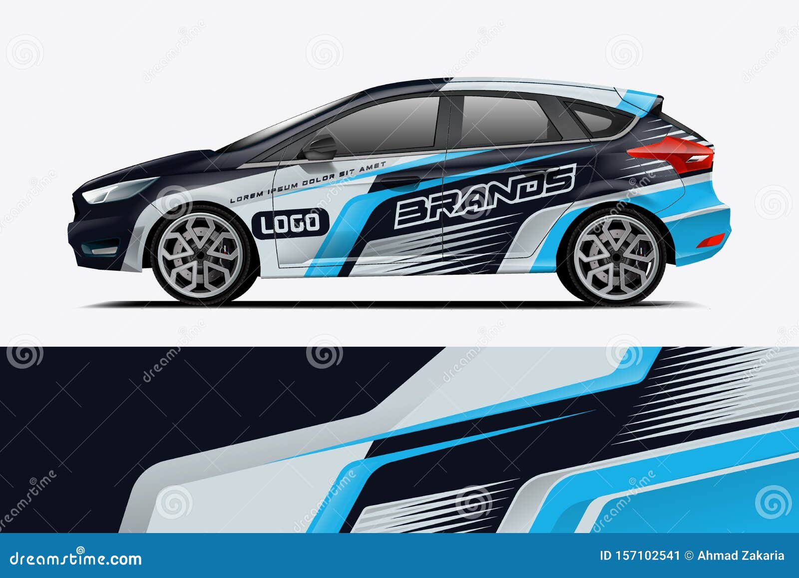 Download Car Decal Wrap Design Vector Stock Illustration Illustration Of Mockup Automobile 157102541 PSD Mockup Templates