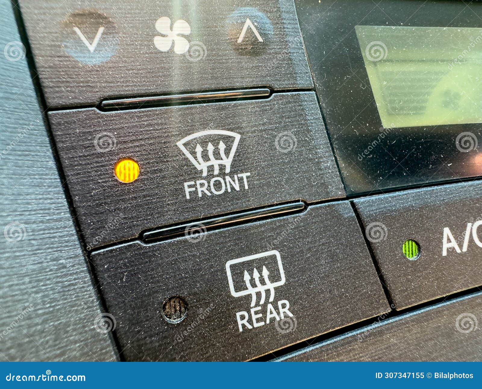 Car Defroster Buttons. the Symbol for the Front is a Curved Window and