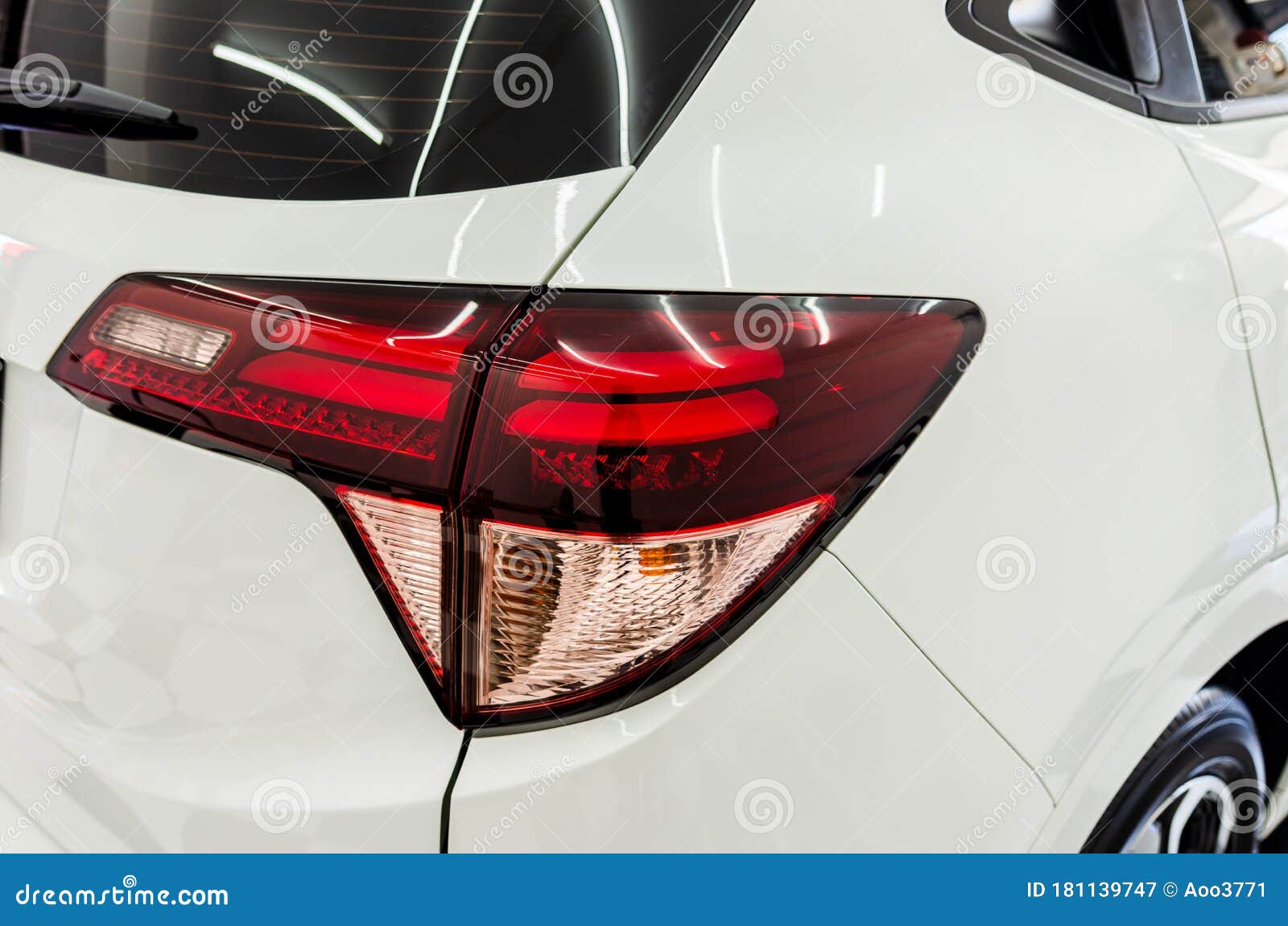 White Luxury Car Tail Lights Stock Image Image of glass, detail 181139747