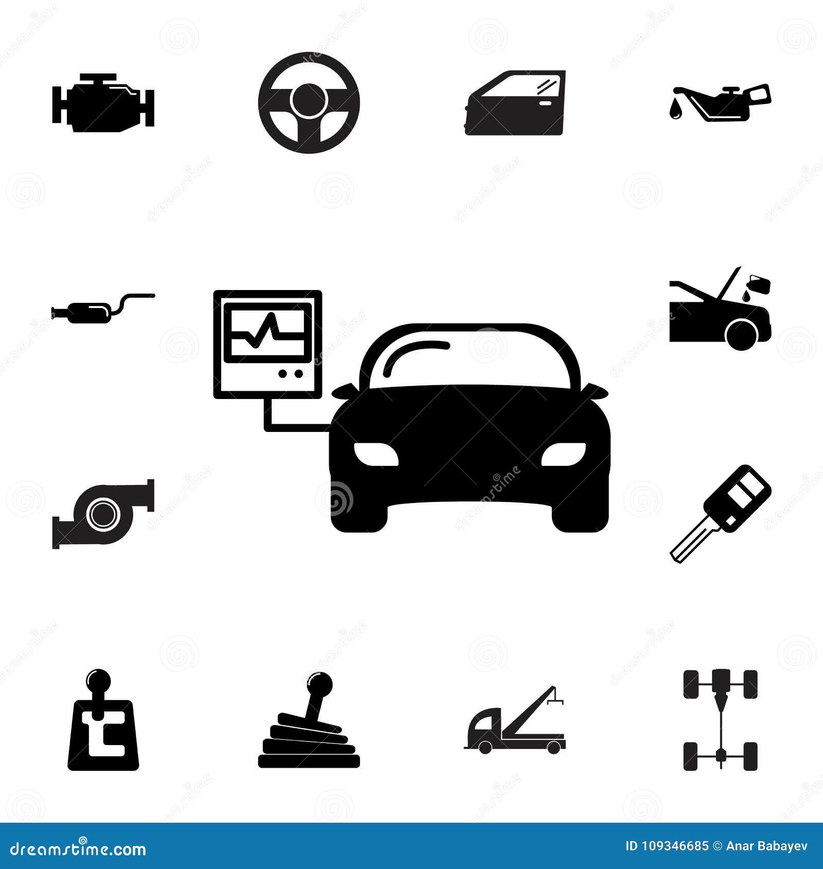 Car Diagnostics Icon Set Of Car Repair Icons Signs Outline Eco Collection Simple Icons For Websites Web Design Mobile App I Stock Vector Illustration Of Cardiagram Analyse 109346685