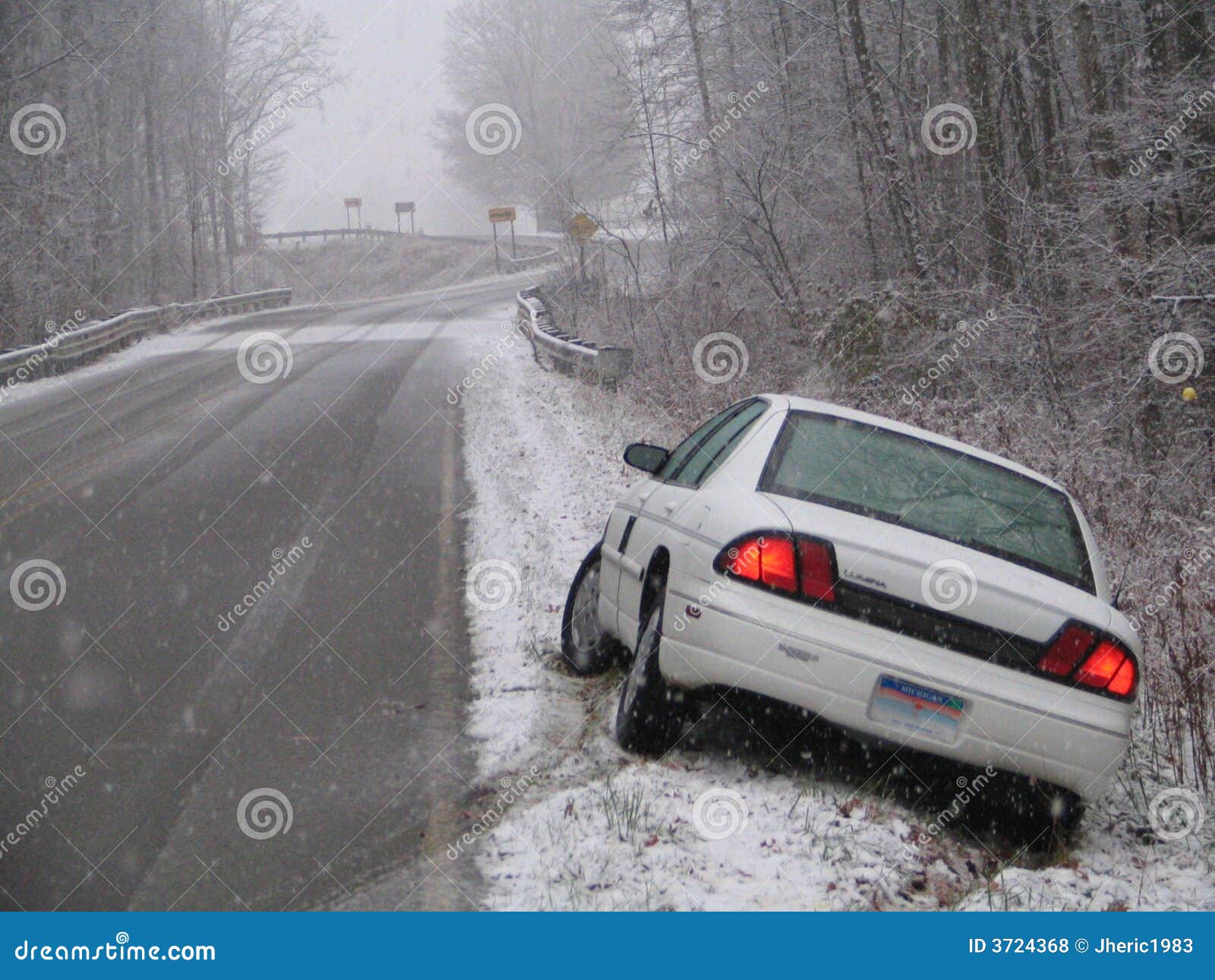 car in the ditch