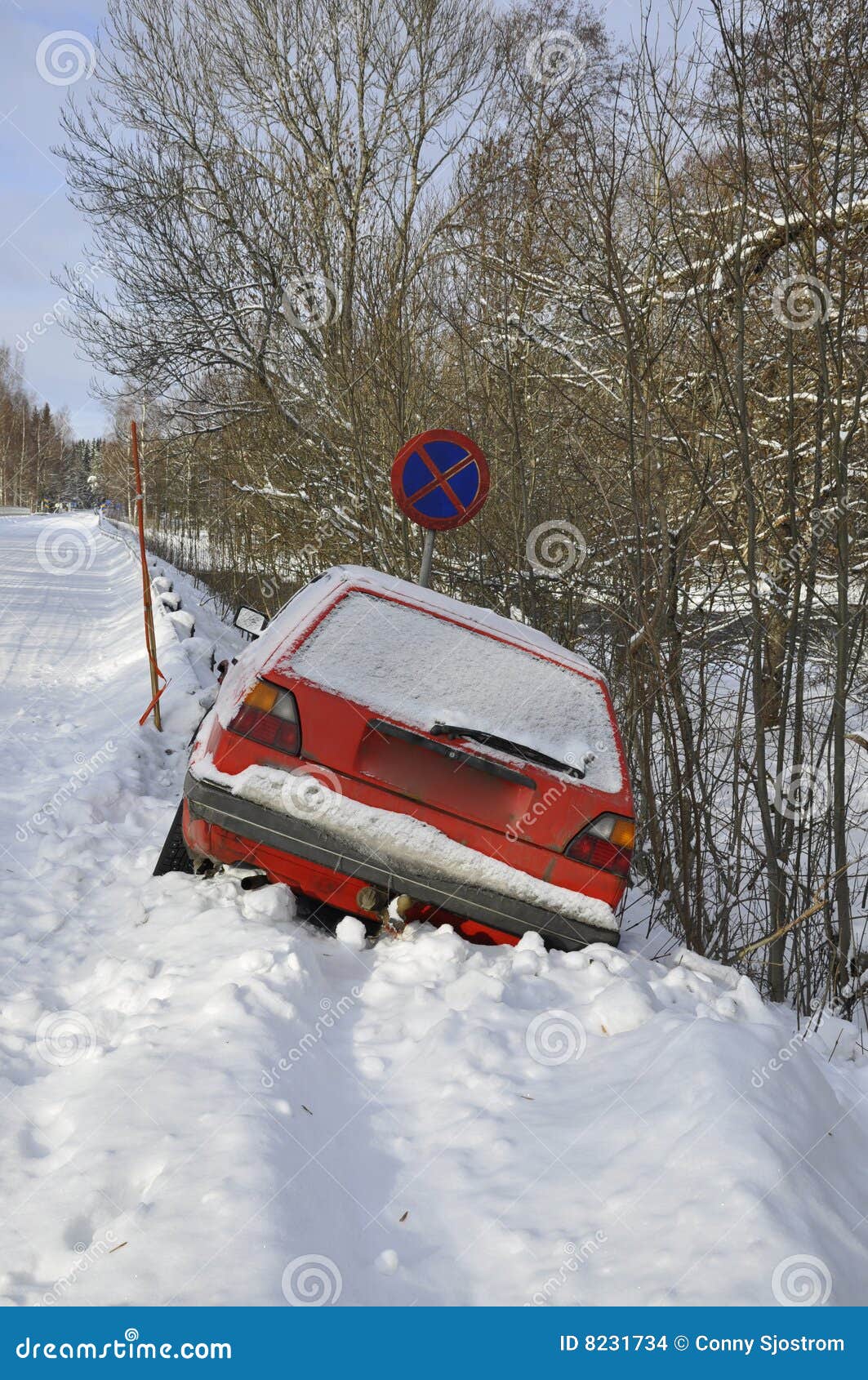 car in the ditch