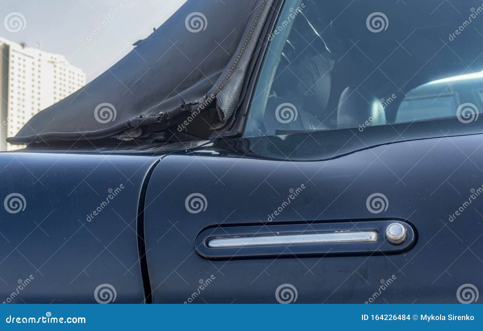 Car Door with Handle, Black Car Door, Oregrinal Door Handle, Torn Roof Stock Photo Image of