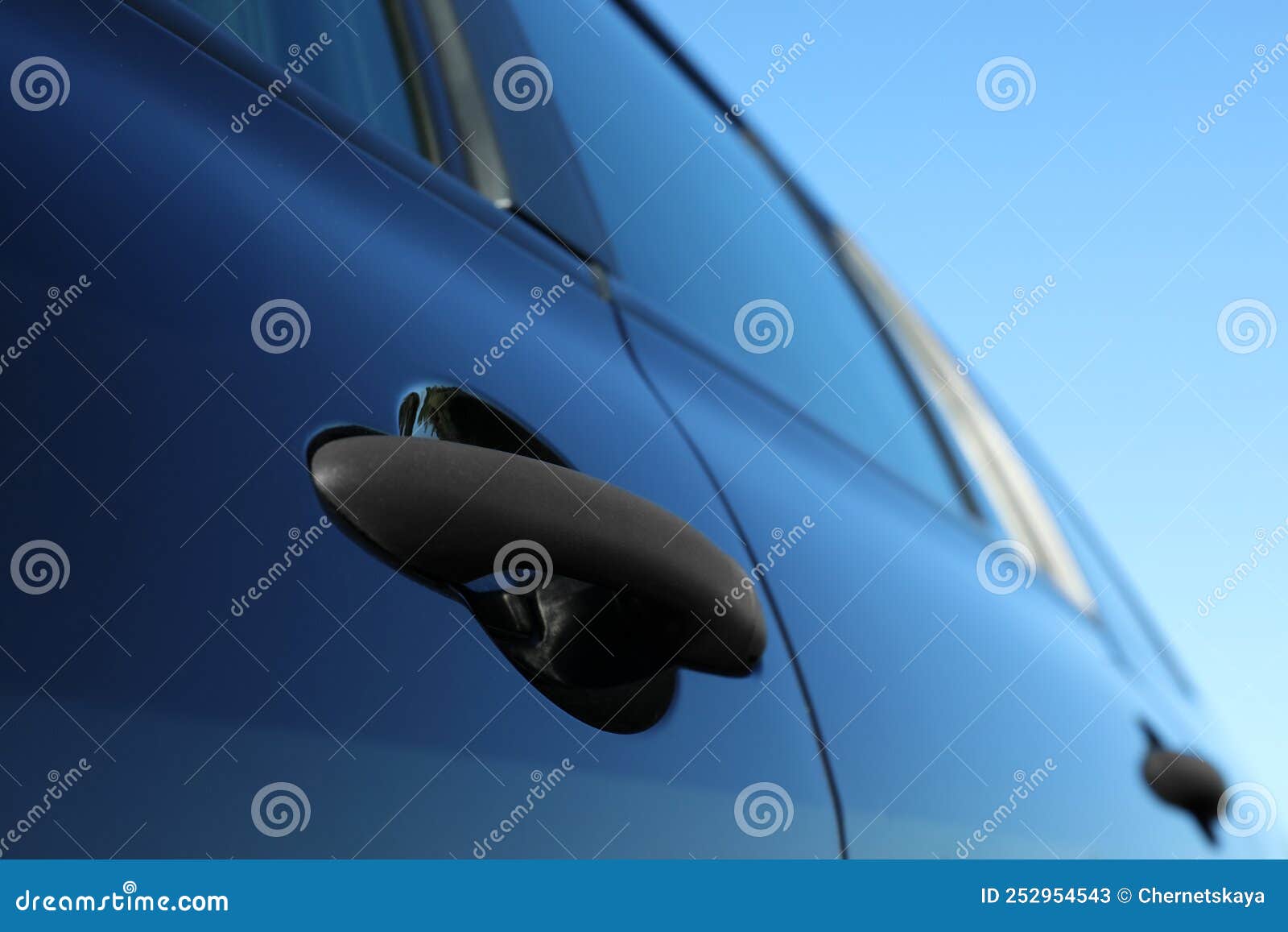 Car with Door Handle Outdoors, Closeup View Stock Image Image of