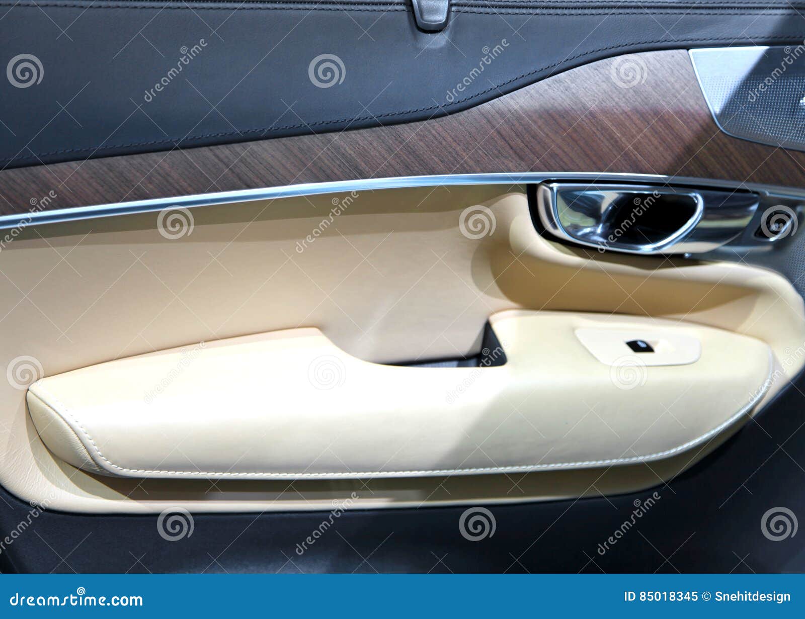 Car door interior trim stock image. Image of close, leather 85018345
