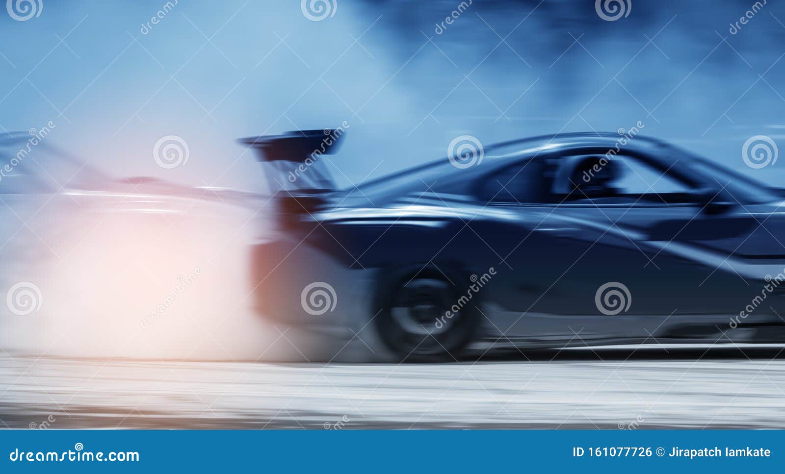 Car drifting image diffusion race drift car with lots of smoke from burning  tires on speed track Stock Illustration