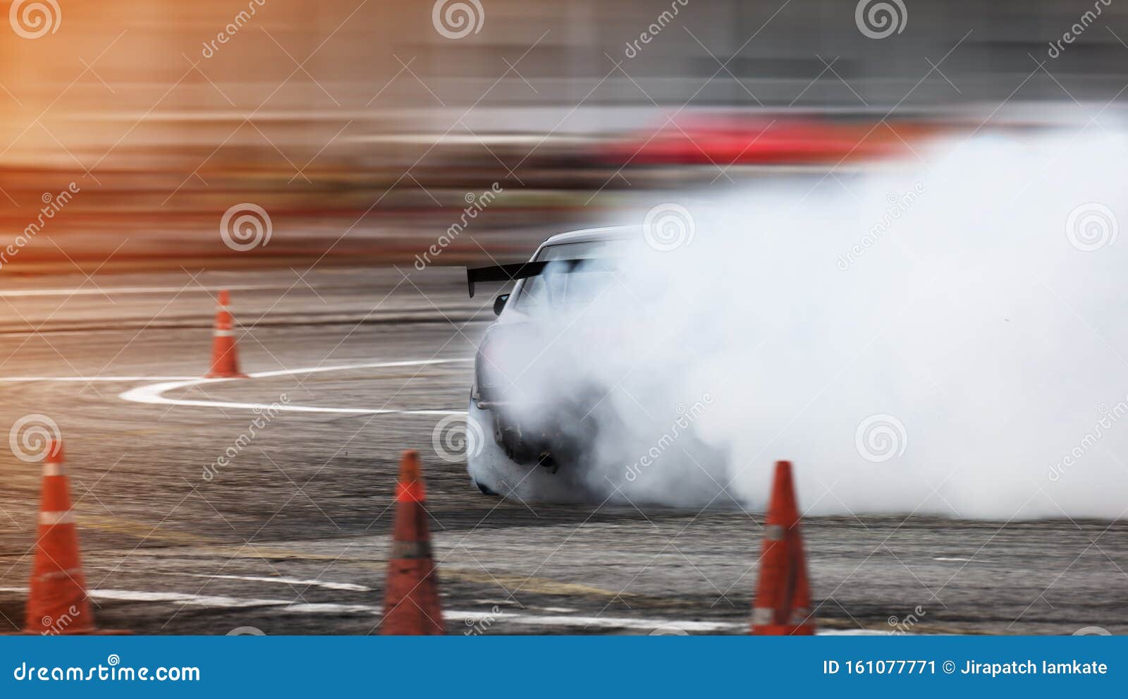 Car drifting image diffusion race drift car with lots of smoke from burning  tires on speed track Stock Illustration