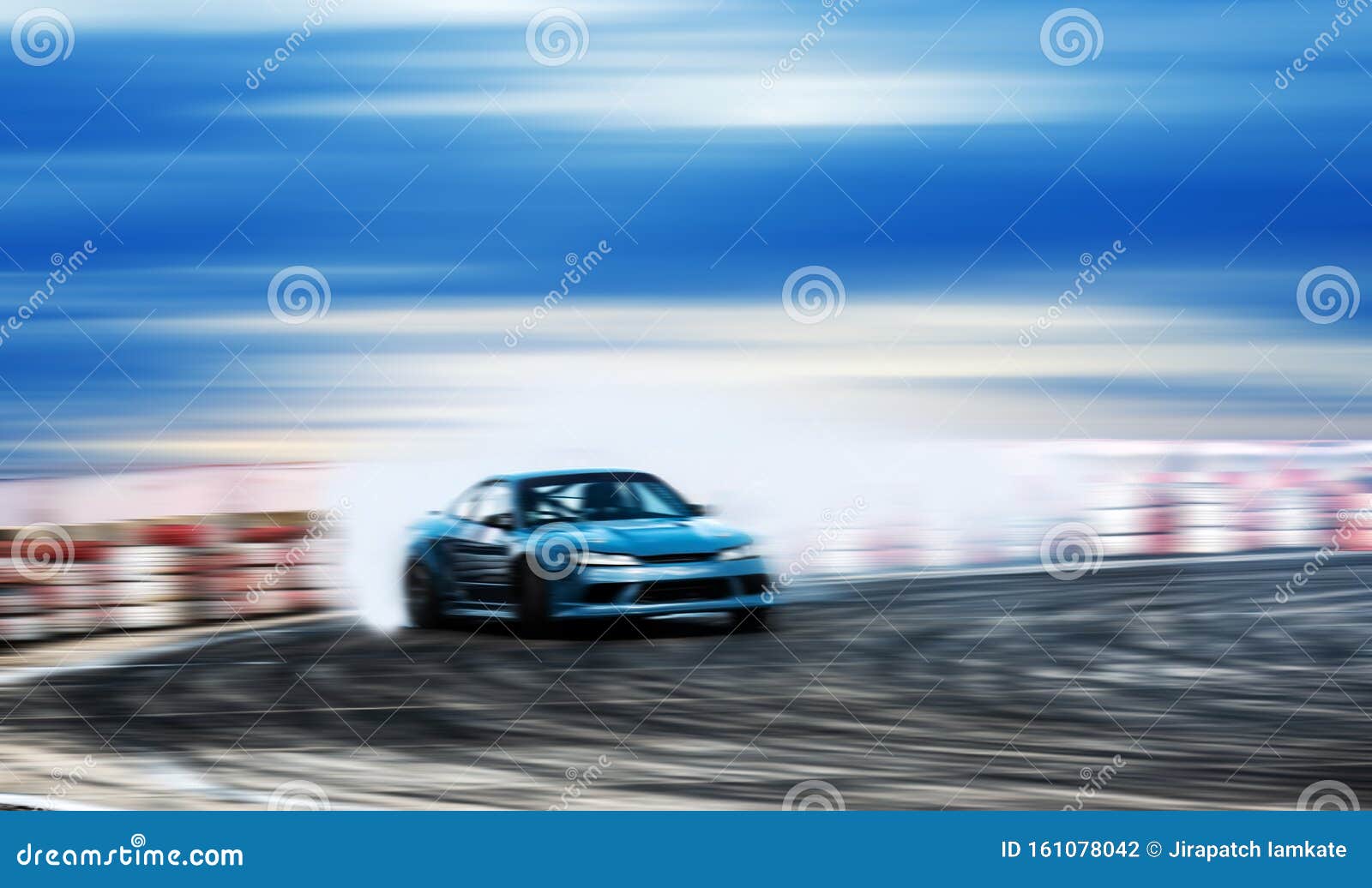 Car drifting image diffusion race drift car with lots of smoke from burning  tires on speed track Stock Illustration