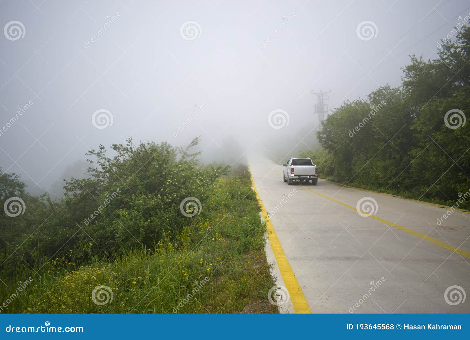 Car Driving on a Foggy Road Stock Photo Image of highway, nature
