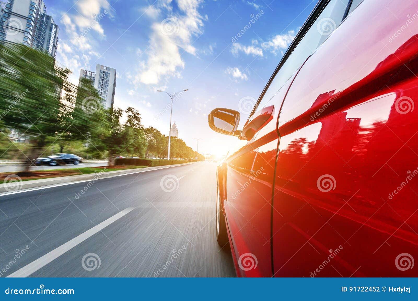 a car driving on a motorway at high speeds