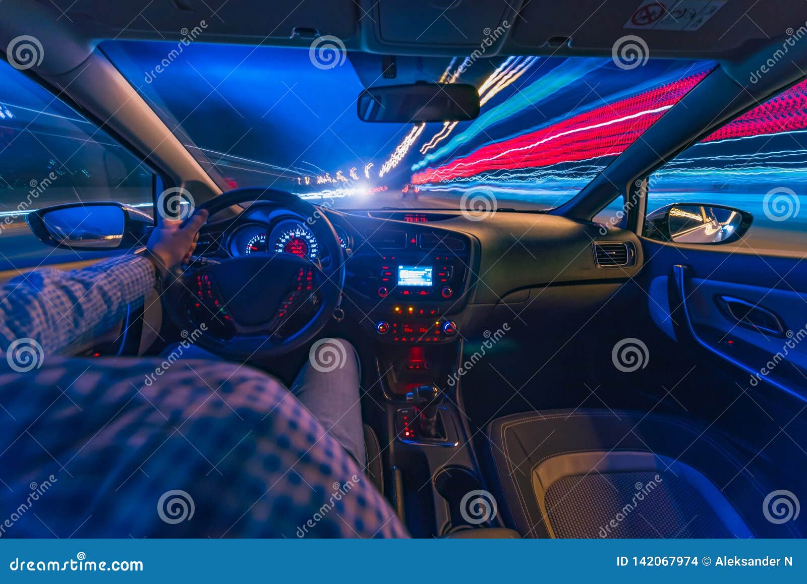 Car Driving At Night Stock Photo Image Of Driver Moving