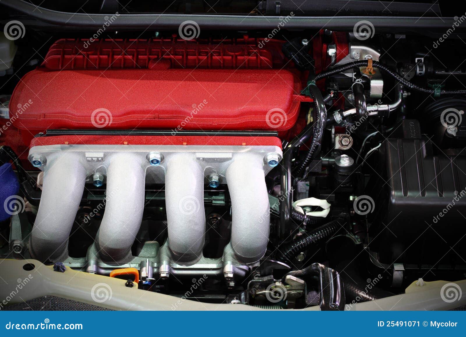 Car engine in red car stock photo. Image of motor, engine - 21214300