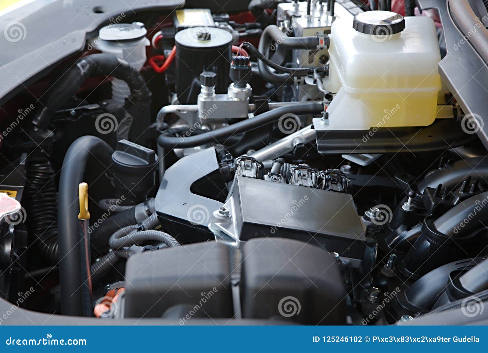 Car Engine Bay stock photo. Image of engineering, break 125246102
